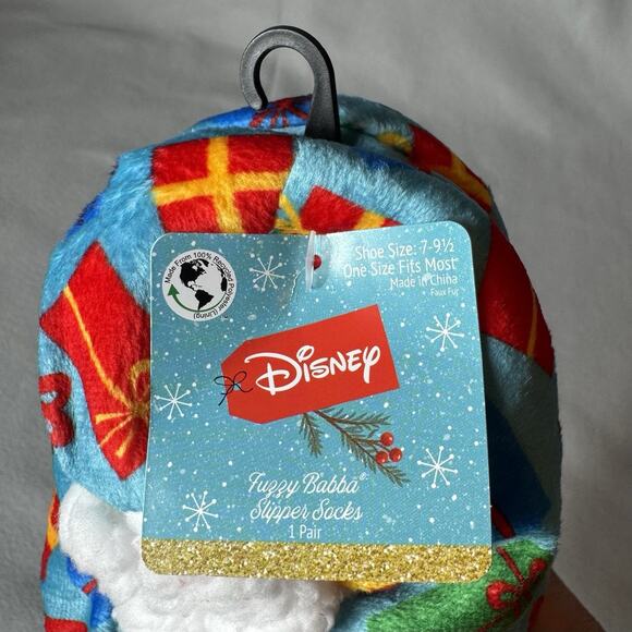 Disney Stitch Fuzzy Babba Non-Slip Slipper Socks Holiday Gifts Print Up To Sz 9 - Picture 7 of 10